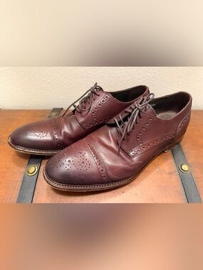 Joseph Abboud Men's Cap-Toe Brogue Oxfords in Burgundy